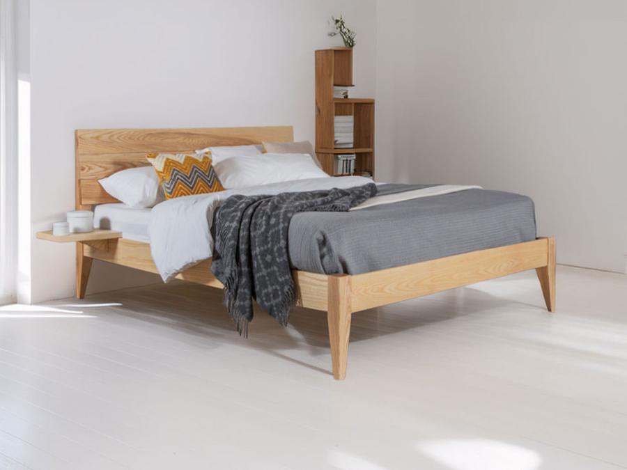 Kensington Bed in Solid Ash wood with tapered legs