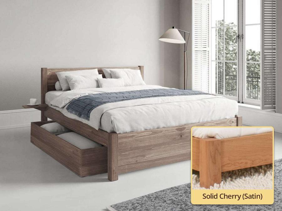 London Storage Bed solid cherry