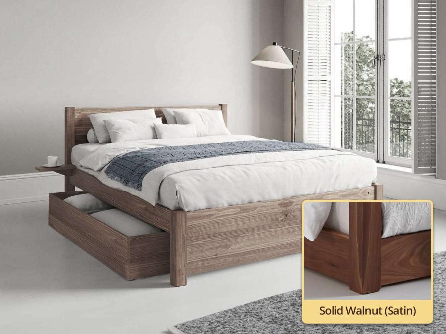 London Storage Bed solid walnut