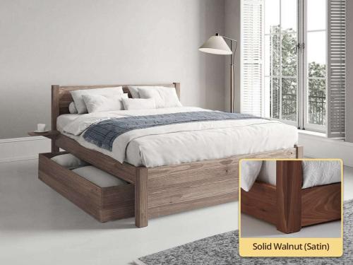 London Storage Bed solid walnut