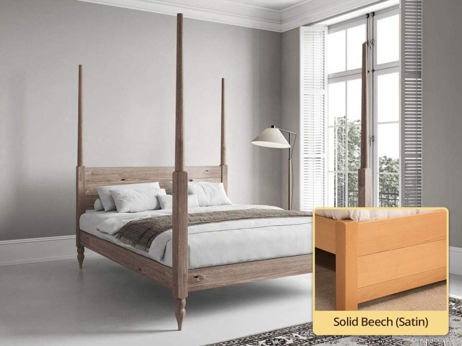 moroccan four poster bed Solid Beech (Satin)