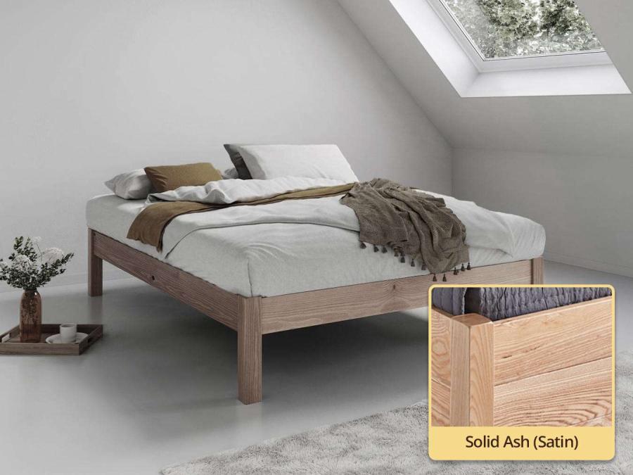 Platform Bed (No Headboard / Space Saver) Solid Ash