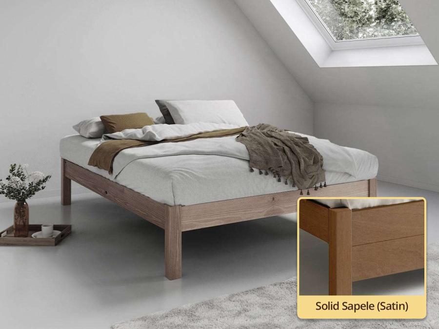 Platform Bed (No Headboard / Space Saver) Solid Sapele