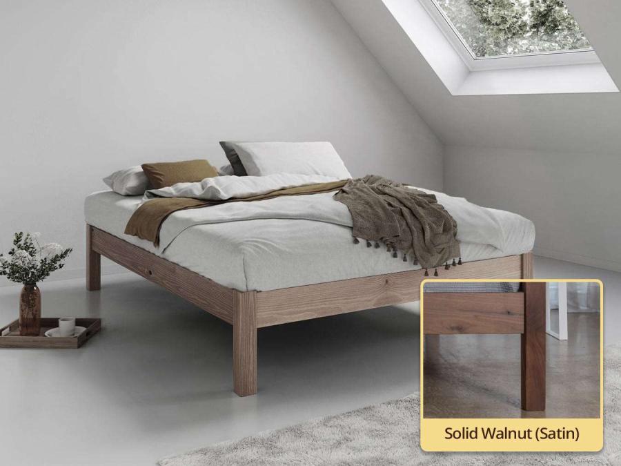Platform Bed (No Headboard / Space Saver) Solid Walnut