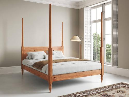 moroccan wooden four poster bed cinnamon finish