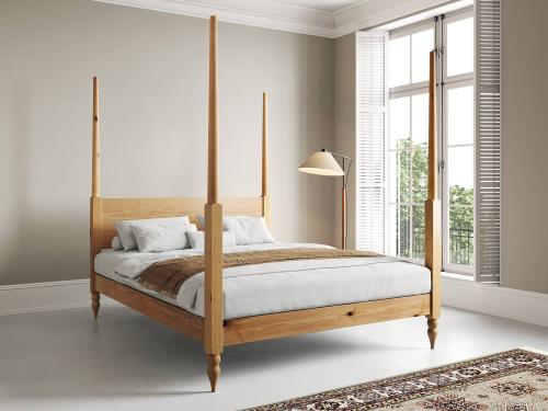 moroccan wooden four poster bed honey finish