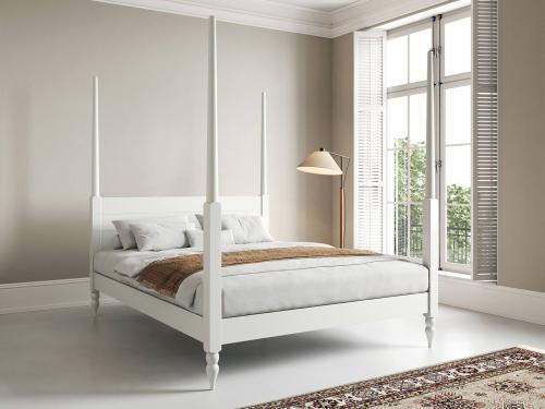 moroccan wooden four poster bed white
