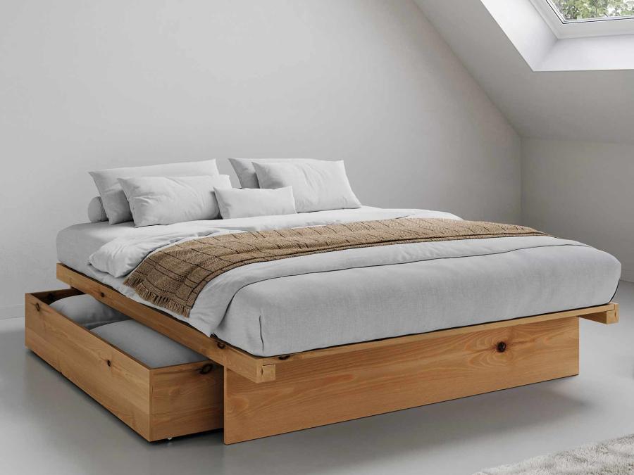 japanese storage bed frame in honey colour by get laid beds