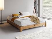 low platform bed solid wood honey finish