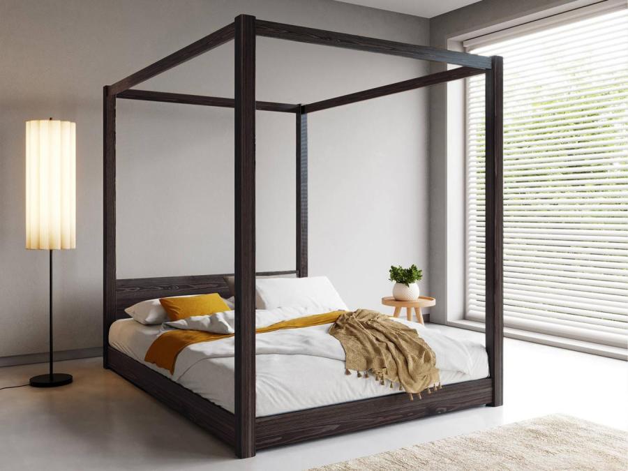 black low four poster wooden bed frame by get laid beds
