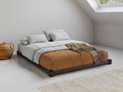 black wooden low loft bed space saver design