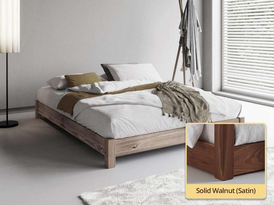 Low Platform Bed (No Headboard) solid walnut
