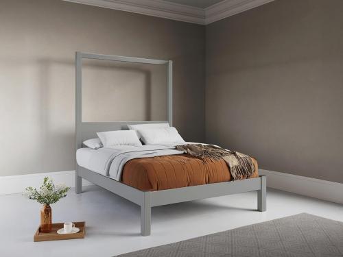 grey four poster platform bed