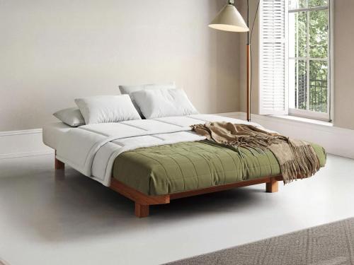 wood platform bed floating design cinnamon finish by get laid beds