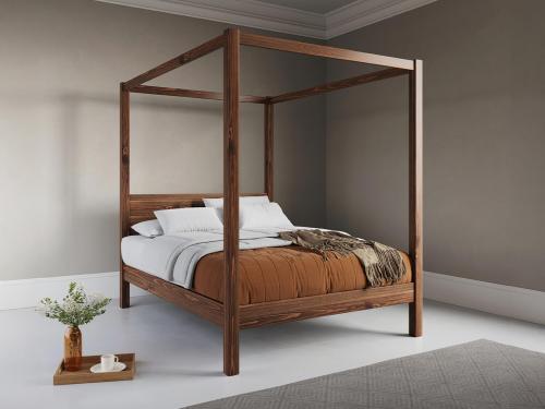 wooden four poster bed coffee bean