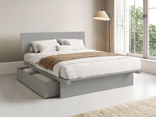 grey wooden japanese storage bed