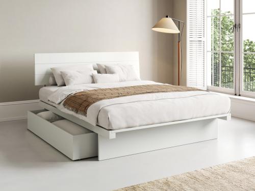 white wooden japanese storage bed