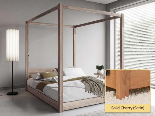 solid cherry low four poster bed by get laid beds