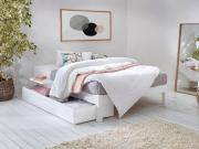 warm white space saver platform bed without headboard