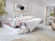 warm white space saver platform bed without headboard